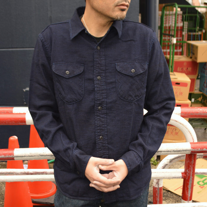 UES "502603" Indigo Cotton Viyella Shirt