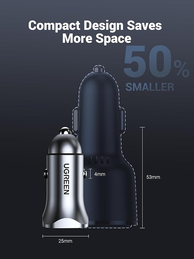 UGREEN 24W USB-C Car Charger (PD 20W & QC 3.0) - Image 4 - Office R Us