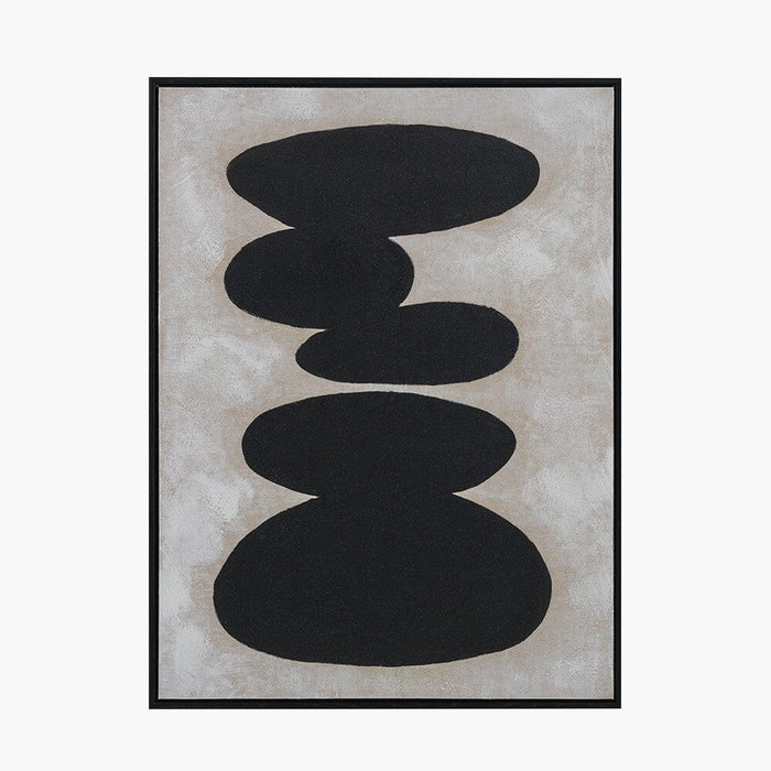 Velvyn Black & Natural Stone Design Canvas Wall Art Accessories