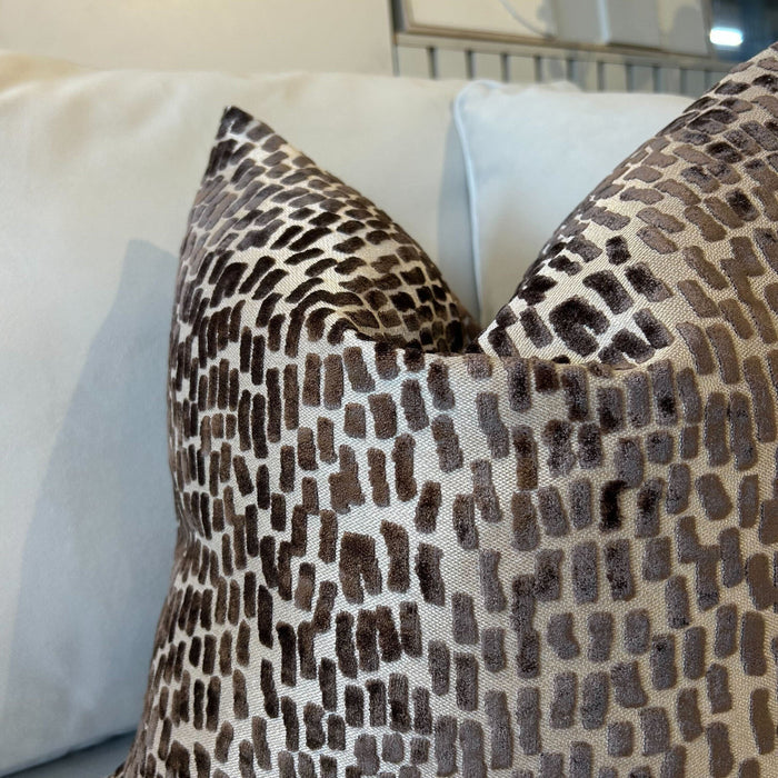 Verona Brown & Cream Metallic Textured Cushion - 43x43cm Textiles