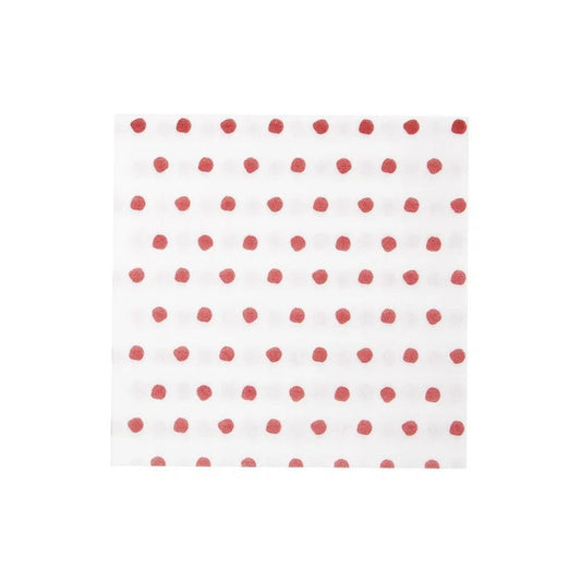 The VIETRI - DOT DINNER NAPKIN by VIETRI is a square, Italian-made napkin with evenly spaced small blue dots on a white background.