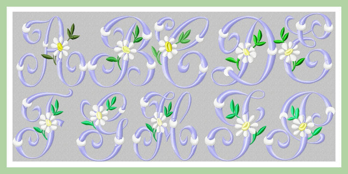 Vintage Daisy Font - 4" - Machine Embroidery Font