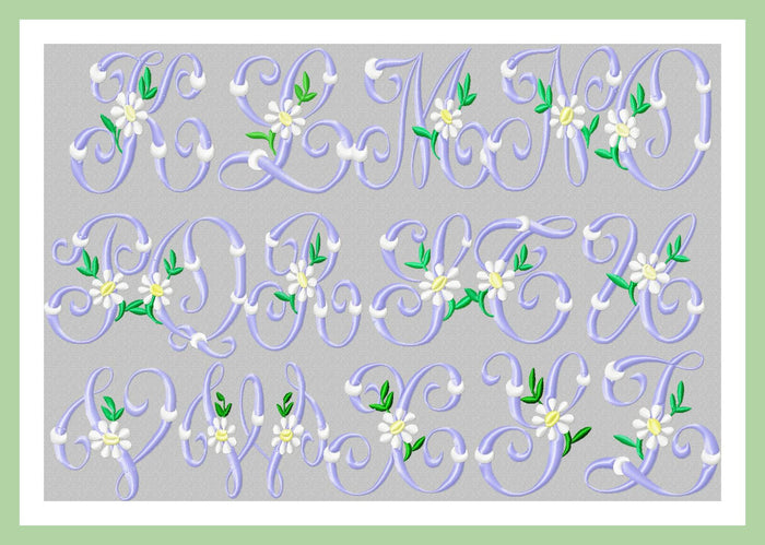 Vintage Daisy Font - 4" - Machine Embroidery Font