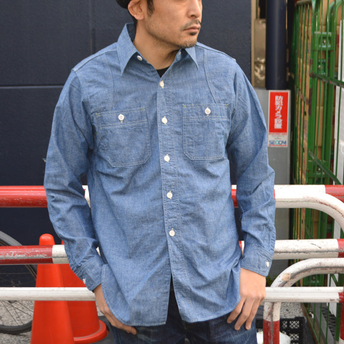 WAREHOUSE "3064" Ventilation Triple Stitch Chambray Shirts