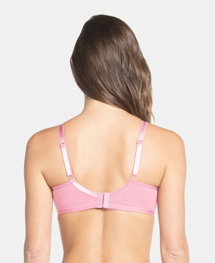Wirefree Non Padded Super Combed Cotton Elastane Stretch Full Coverage Nursing Bra with Front Clasp Opening - Rose Wine