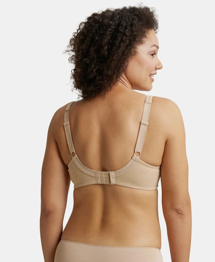 Wirefree Non Padded Super Combed Cotton Elastane Full Coverage Plus Size Bra Plush Lining Cup - Skin-3
