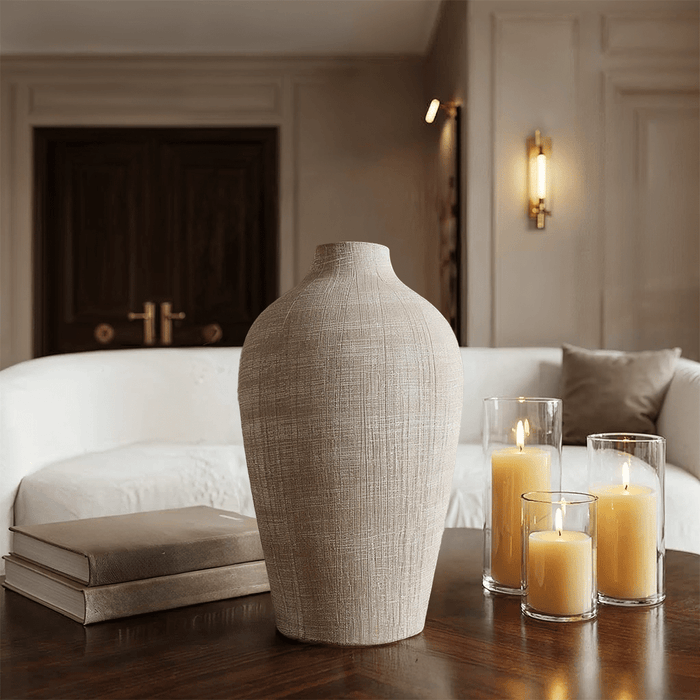 Yves Taupe Textured Decorative Vase Accessories