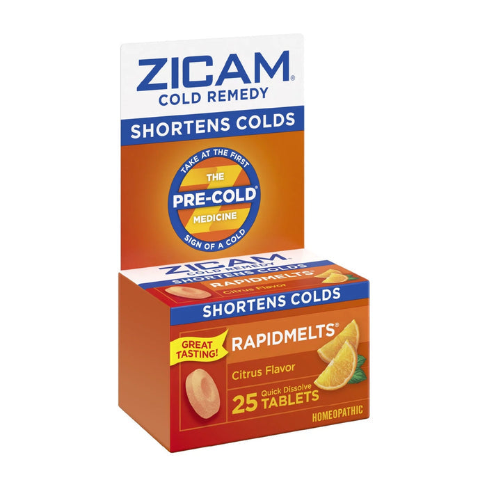 Zicam Zinc Cold Remedy RapidMelts, Quick Dissolve Tablets, Citrus, 25 ct - 62750004410 - LL Medico