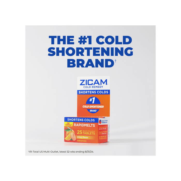 Zicam Zinc Cold Remedy RapidMelts, Quick Dissolve Tablets, Citrus, 25 ct - 62750004410 - LL Medico