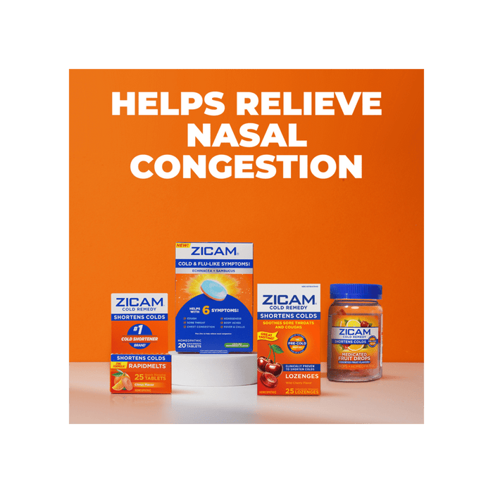 Zicam Zinc Cold Remedy RapidMelts, Quick Dissolve Tablets, Citrus, 25 ct - 62750004410 - LL Medico