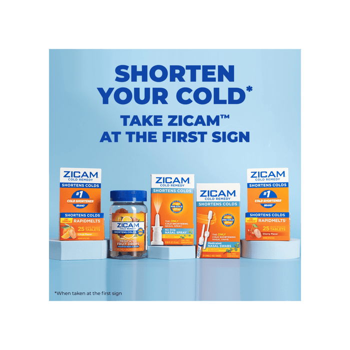 Zicam Zinc Cold Remedy RapidMelts, Quick Dissolve Tablets, Citrus, 25 ct - 62750004410 - LL Medico